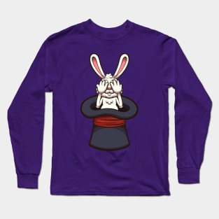 Hiding White Bunny In Magician Hat Long Sleeve T-Shirt